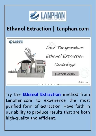 Ethanol Extraction  Lanphan.com