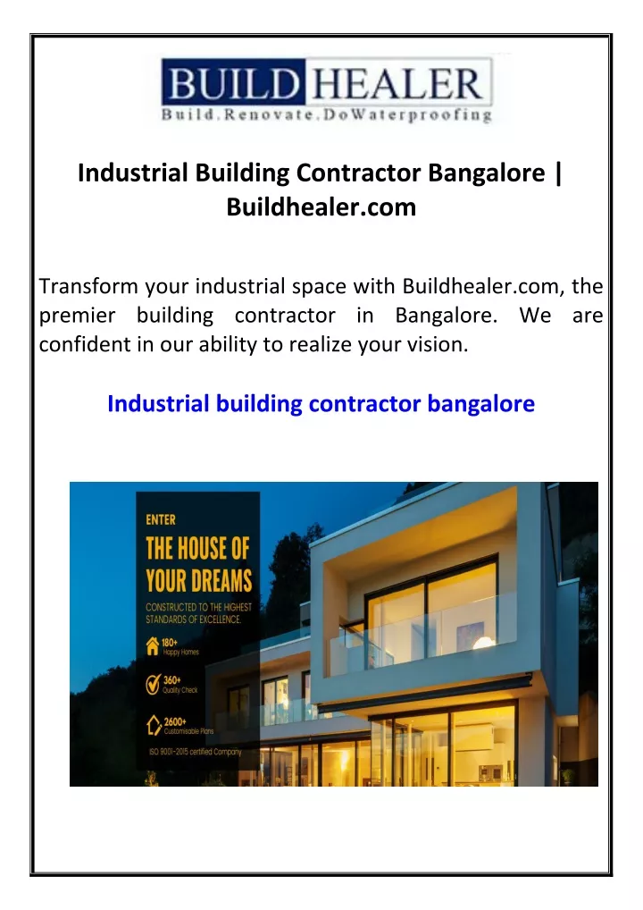 industrial building contractor bangalore