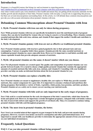 Debunking Common Misconceptions about Prenatal Vitamins with Iron