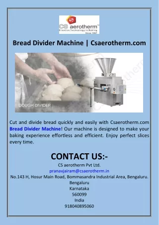 Bread Divider Machine  Csaerotherm.com