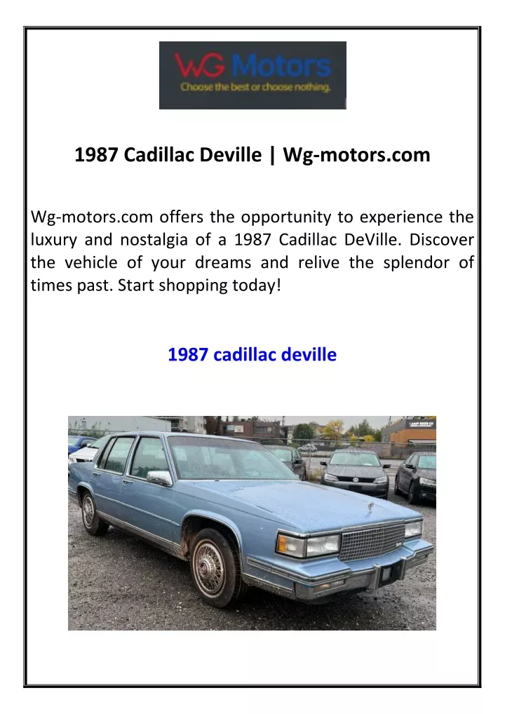 1987 cadillac deville wg motors com