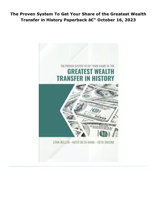 epub the proven system to get your share of the greatest weal