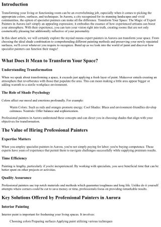 Change Your Space: The Magic of Professional Painters in Aurora