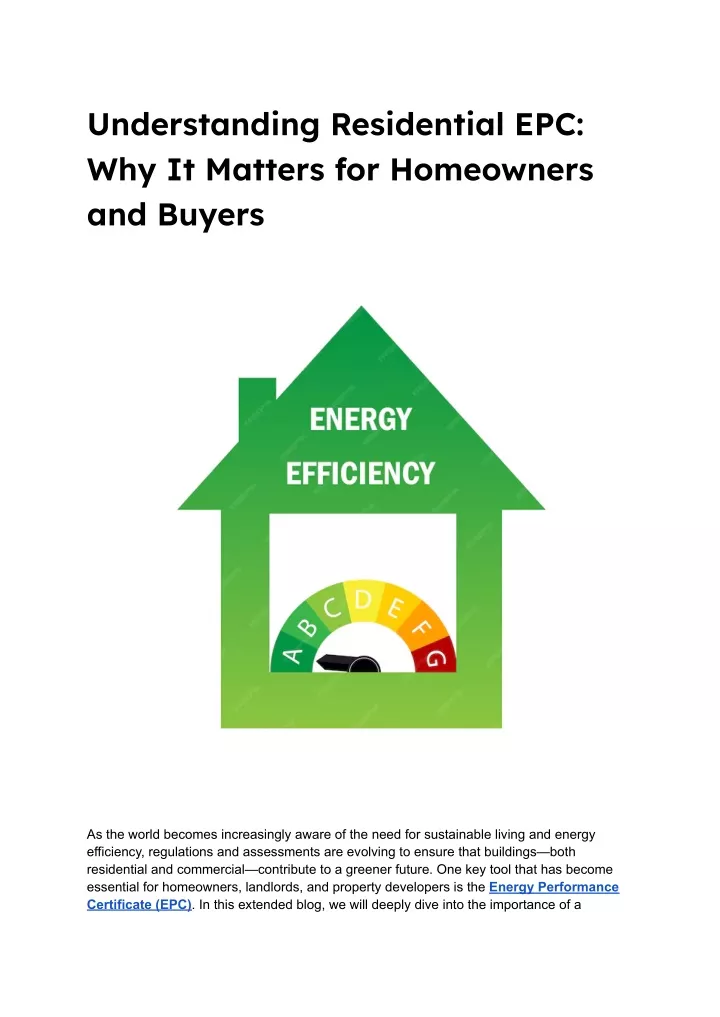 understanding residential epc why it matters