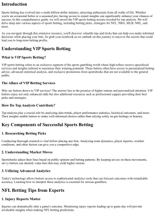 VIP Sports Betting Secrets Revealed by Top Analysts!