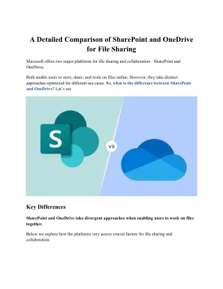 A Detailed Comparison of SharePoint and OneDrive for File Sharing