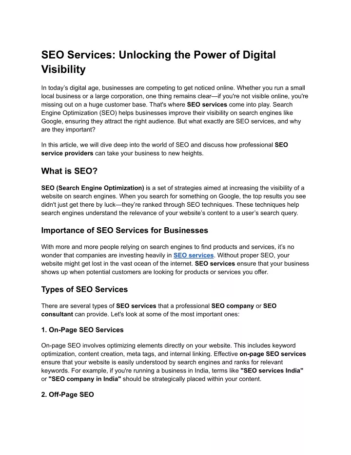 seo services unlocking the power of digital