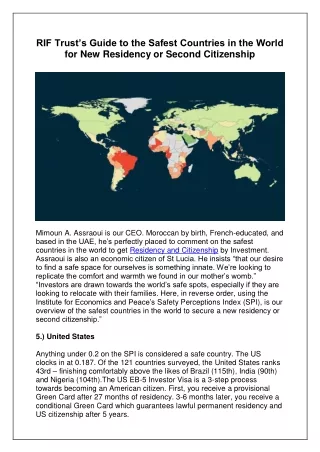 Discover the Safest Countries for New Residency or Second Citizenship