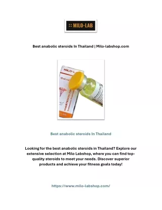 Best anabolic steroids In Thailand | Milo-labshop.com