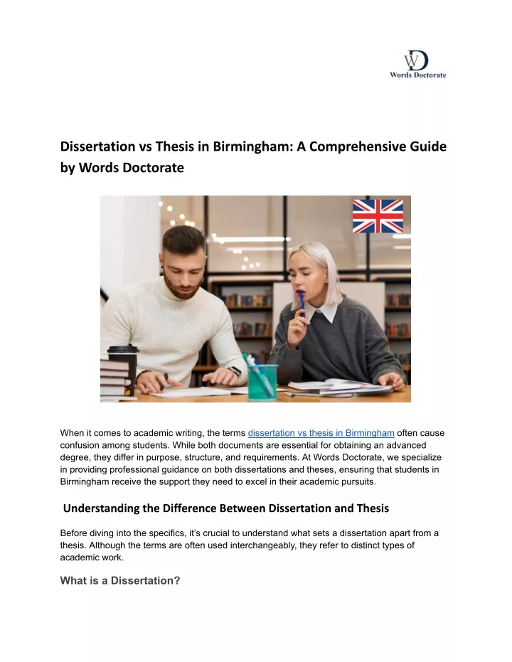 dissertation vs thesis in birmingham