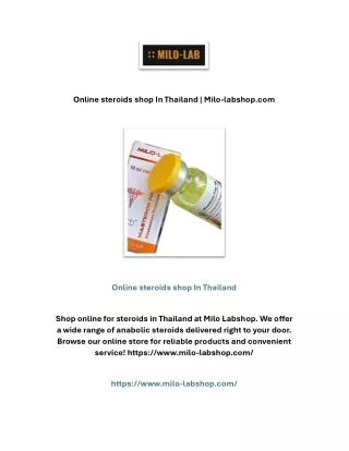 Online steroids shop In Thailand | Milo-labshop.com