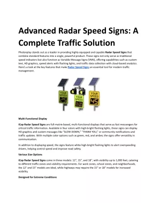 advanced radar speed signs a complete traffic