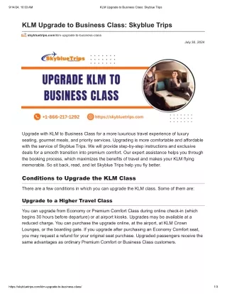 klm upgrade flight