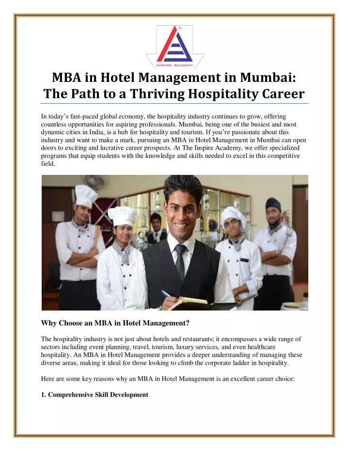 mba in hotel management in mumbai the path