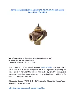 Schneider Electric (Barber Colman) Vb-7313-0-4-6-3_4 Inch Mixing Valve 7