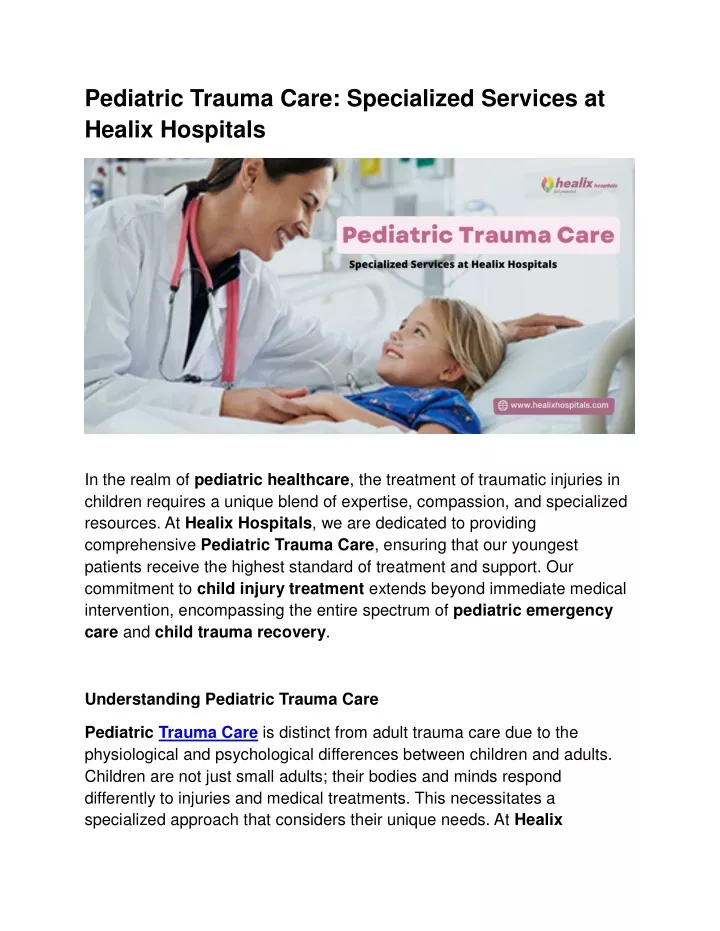 pediatric trauma care specialized services