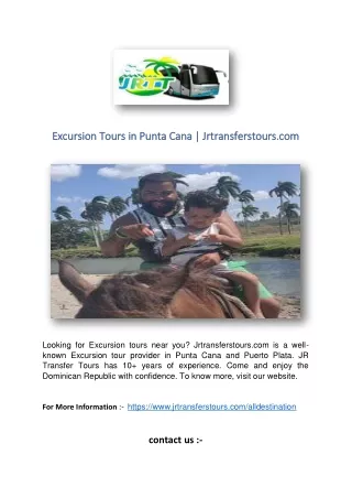 Excursion Tours in Punta Cana | Jrtransferstours.com