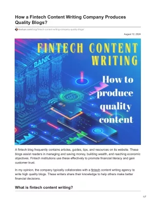 How a Fintech Content Writing Company Produces Quality Blogs