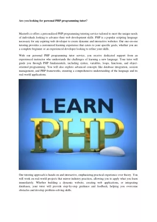 are you looking for personal php programming tutor