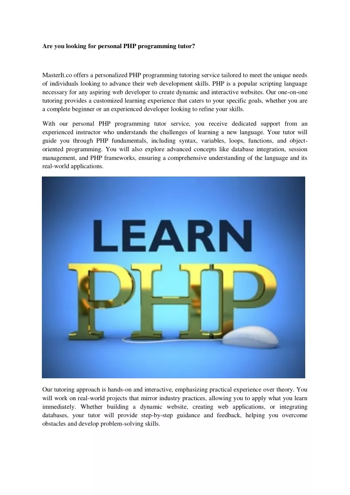 are you looking for personal php programming tutor