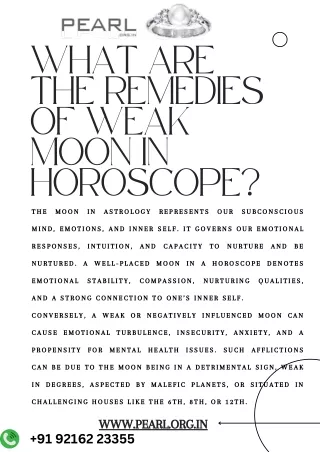what are the remedies of weak moon in horoscope