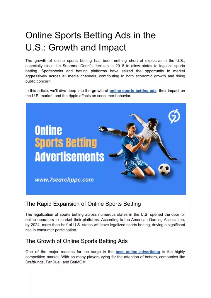 online sports betting ads in the u s growth