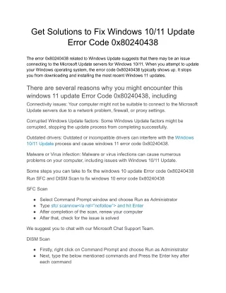 get solutions to fix windows 10 11 update error