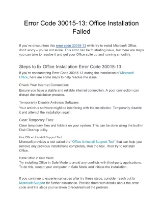 Error Code 30015-13