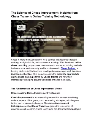 The Science of Chess Improvement: Insights from Chess Trainer’s Online Training
