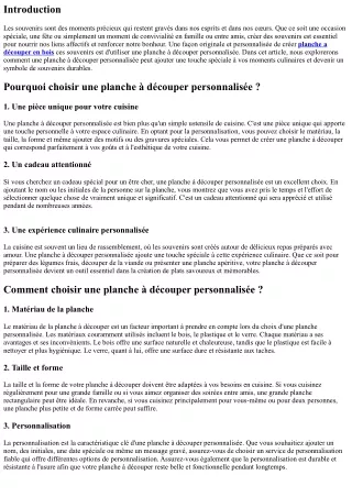 Créer des Souvenirs avec une Planche à Découper Personnalisée