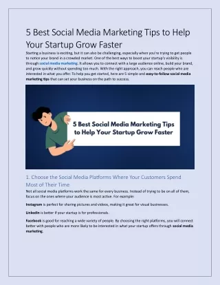 5 Best Social Media Marketing Tips to Help Your Startup Grow Faster