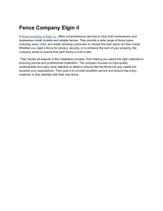 Fence Company Elgin il