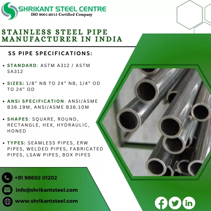 stainless steel pipe manufacturer in india