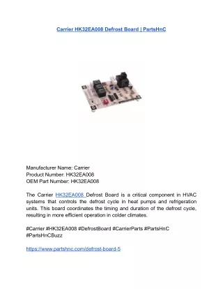 Carrier HK32EA008 Defrost Board _ PartsHnC