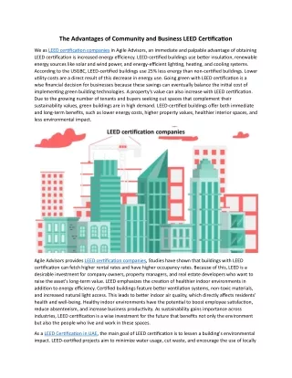 The Advantages of Community and Business LEED Certification