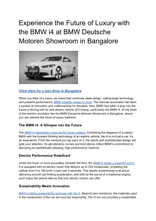 _Experience the Future of Luxury with the BMW i4 at BMW Deutsche Motoren Showroom in Bangalore