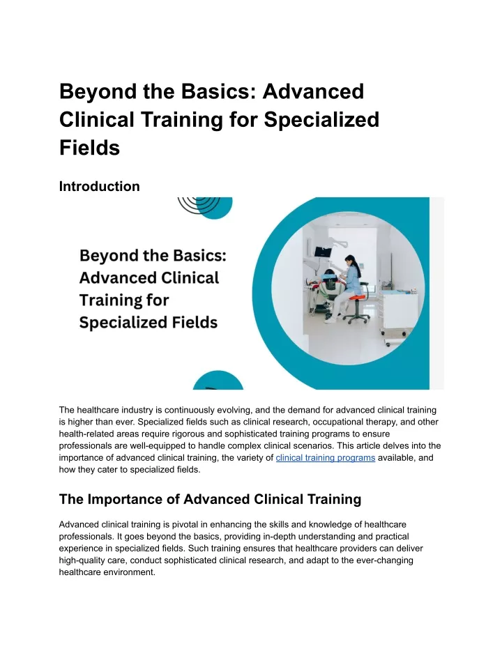 beyond the basics advanced clinical training