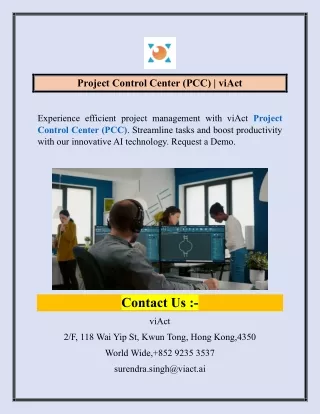 Project Control Center (PCC)  viAct