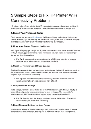 5 Simple Steps to Fix HP Printer WiFi Connectivity Problems