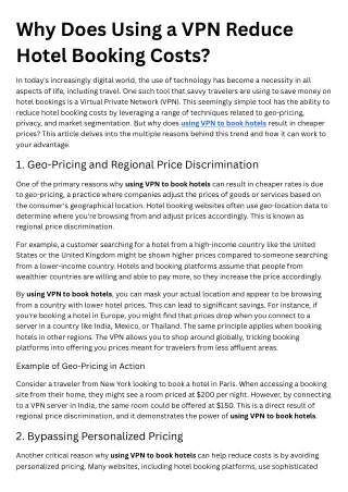 Why Does Using a VPN Reduce Hotel Booking Costs