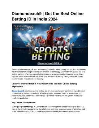 Diamondexch9 _ Get the Best Online Betting ID in India 2024