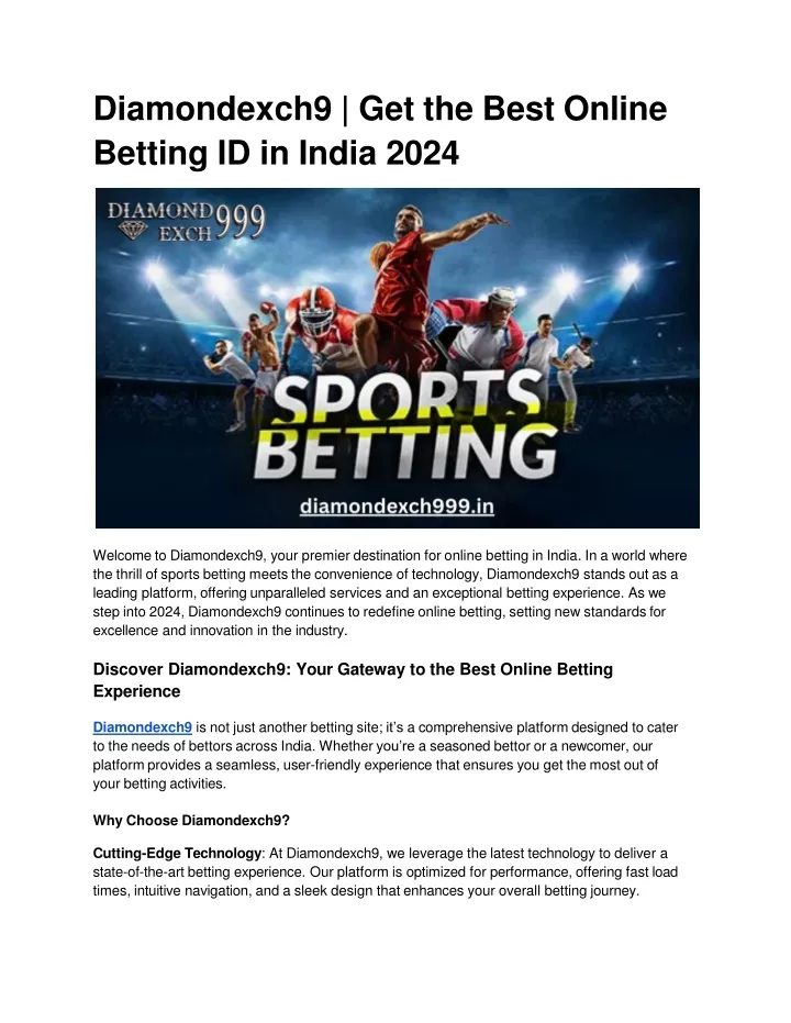 diamondexch9 get the best online betting id in india 2024