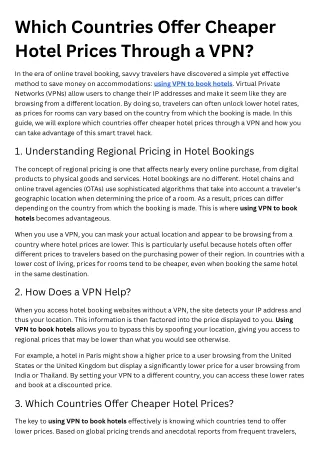 Which Countries Offer Cheaper Hotel Prices Through a VPN