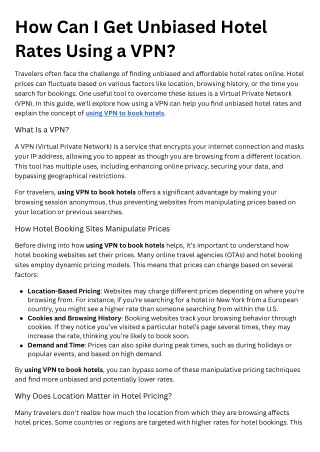 How Can I Get Unbiased Hotel Rates Using a VPN
