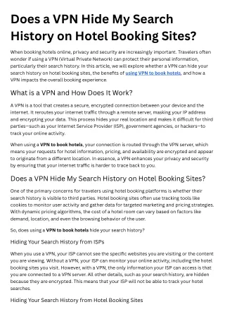 Does a VPN Hide My Search History on Hotel Booking Sites