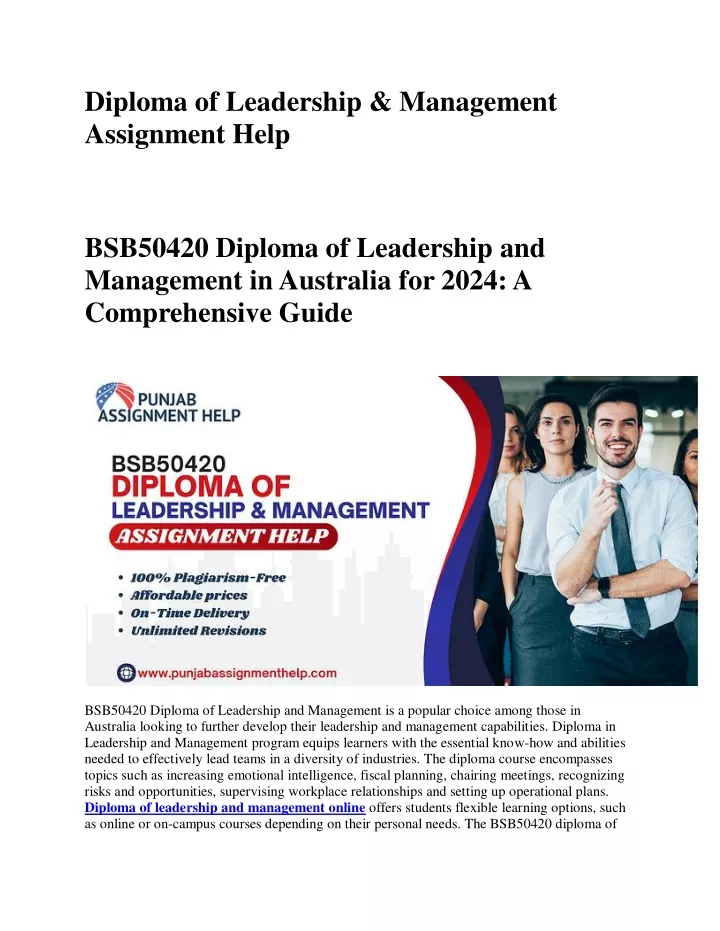 diploma of leadership management assignment help