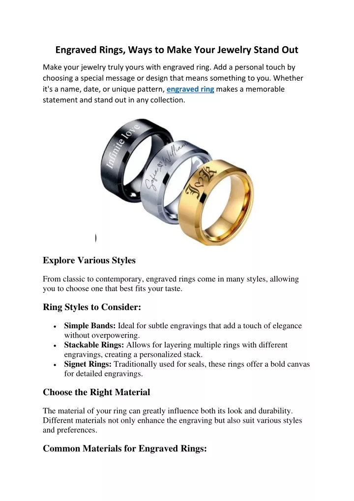 engraved rings ways to make your jewelry stand out