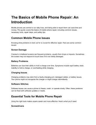 the basics of mobile phone repair an introduction