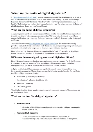 What are the basics of digital signatures