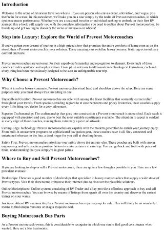 Step into Luxury: Explore the World of Prevost Motorcoaches